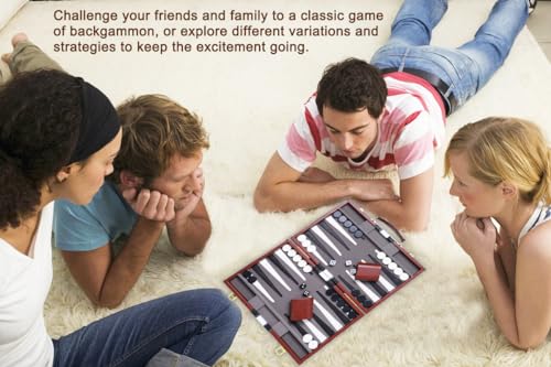 Backgammon Sets for Adults, 15 inch Backgammon Brown Sets Classic Board Game with Premium Leather Case, Portable Travels Strategy Backgammon Game Set for Adults, Kids (Brown) - color: Brown