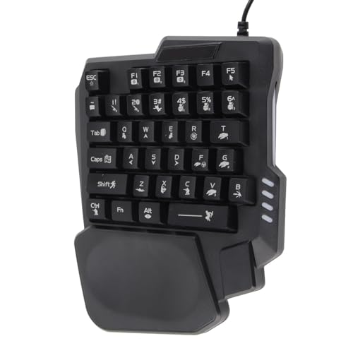 K13 One Handed Gaming Keyboard, 35 Keys Single Hand Keyboard with Wide Palm Rest & 3 Color Backlight, Mini Mechanical Gaming Keypad for Computer Mobile Games, Black