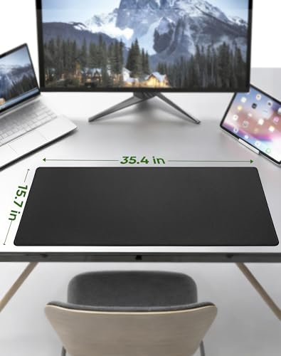 ALOANES Large Gaming Mouse Pad with Non-Slip Rubber Base,Stitched Edge,Desk mat for Laptop,Computer & PC, Wristing Pad for Gamer,Office & Home,Classic Black XXL 15.74''x35.43''x0.12'' | Black Large Cloth Fabric Mousepad for Keyboard, Computer Gaming 3XL 3