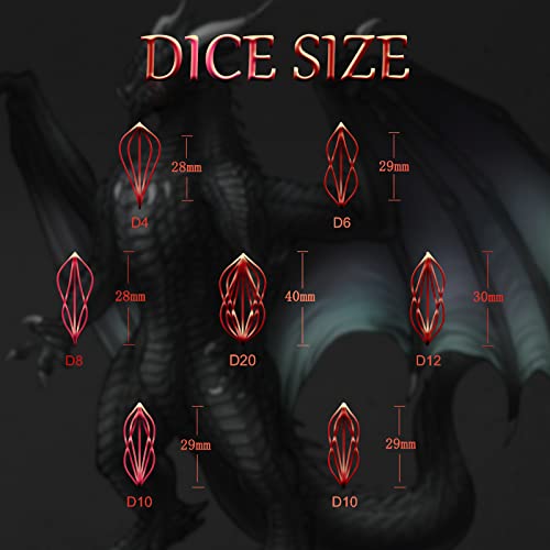 DND Dice Set for Dungeons and Dragons, Metal DND Dice 7PS/Set, ZHOORQI Polyhedral Dices Set for Role Playing Game Gifts(Arcanum-Red) - color: Arcanum- Red