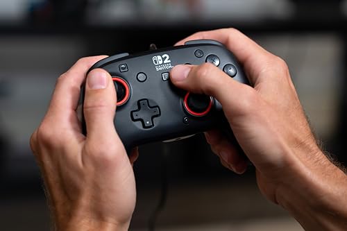 Turtle Beach Rematch Wired Gaming Controller, Nintendo Switch 2, Lite, OLED | Hall-Effect Thumbsticks, 2 Mappable Buttons, Audio Jack, C-Button for Game Chat, Licensed for Nintendo Switch 2, Black & Red - color: Black