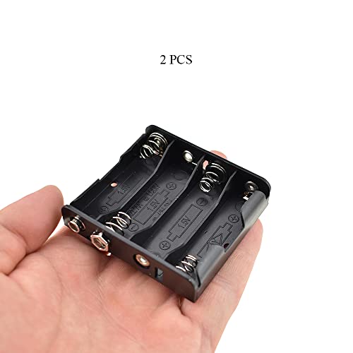 HAHIYO 9V Battery Holder with Standard Snap Connector Sturdy Accommodated Slot Well Conducting Contact Springs Durable Plastic Batteries Case Box 2 PCS for Wall Clocks Ham Radio RC Toys - style: Without cover-4AA(9V Kou)-2P