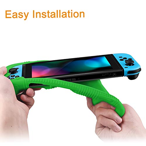 FINTIE Soft Silicone Protective Case Compatible with Nintendo Switch 2017 | Ergonomic Grip Design, Kickstand Compatible, Anti-Slip, Anti-Scratch & Shock-Absorption Grip Case for Switch 6.2-inch, Green - color: Green