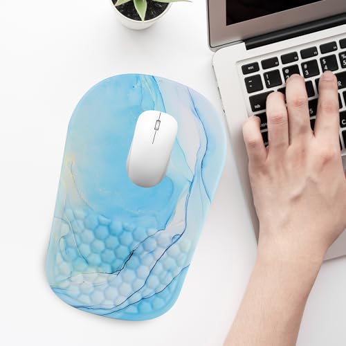 Ergonomic Mouse Pad with Wrist Rest Support, Non-Slip Mouse Pads, Suitable for Home or Office use (Blue) - color: Blue