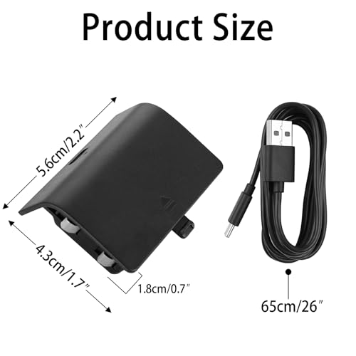 Upgraded 800 mAh Rechargeable Controller Battery Pack for Xbox Series S/X with USB C Charging Cable and LED Indicator - 1 Pack