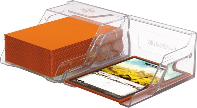 Gamegenic Bastion 50+ XL Deck Box - Compact, Secure, and Perfectly Organized for Your Trading Cards! Safely Protects 50+ Double-Sleeved Cards, White Color, Made - color: Clear
