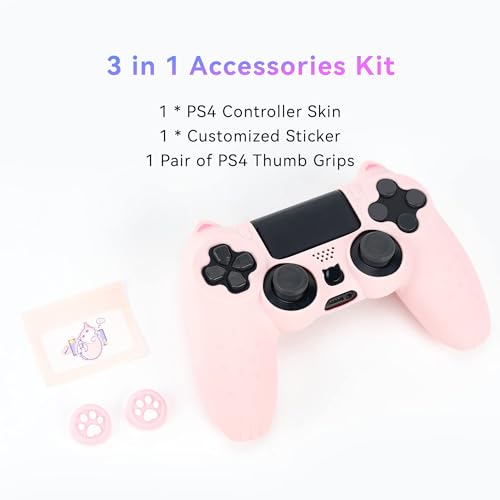 GeekShare Cat Paw DualSense Controller Skin Anti-Slip Silicone Skin Protective Cover Case for DualSense Wireless Controller -- Pink - color: Pink