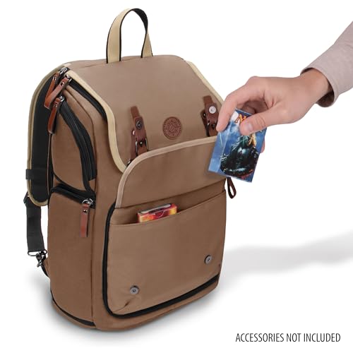 ENHANCE Designer Edition TCG Backpack - MTG Deck Bag Card Binder Space, TCG Deck Box Storage, MTG Playmat Holder - Card Storage Compatible with Magic the Gathering, Pokemon, Lorcana (Canvas Tan) - color: Canvas Tan