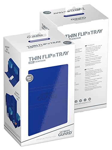 Ultimate Guard Twin Flip'n'Tray 200+, Deck Case for 200 Double-Sleeved TCG Cards + Dice Tray, Blue, Independent Magnetic Closure & Microfiber Inner Lining - color: Blue