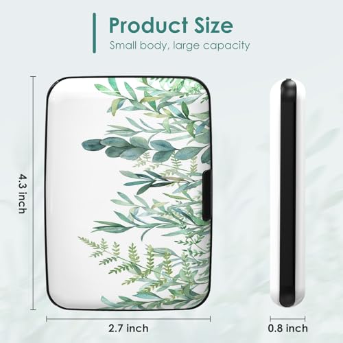 Credit Card Holder, RFID Blocking Aluminum Hard Case, Slim Mini Business Metal Wallet for Women Men, Green Plant Leaves - color: Green Plant Leaves
