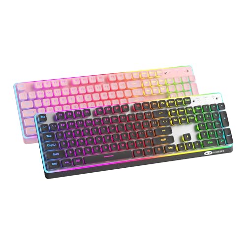 MAGEGEE Wireless Keyboard and Mouse Combo, 2.4G Full Size RGB Keyboard with 104 Keys, Rechargeable Wireless Mouse with 3 DPI, Ergonomic Computer Keyboard and Mouse Set for Windows Mac Laptop PC - color: Black