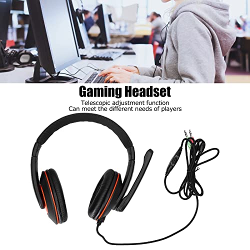 Gaming Headset Noise Cancelling Over Ear Wired Gaming Headphones with Mic for PC and One, Comfortable PU Leather, Adjustable Volume