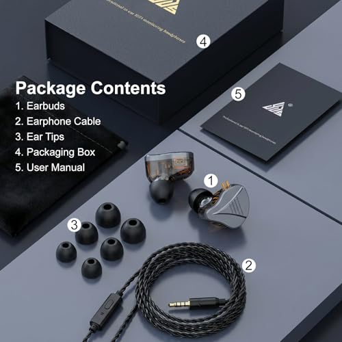In Ear Monitor Headphones Dual Magnetic Dynamic Driver IEM with Mic, Black | Hybrid Banlance Armature with Dynamic in Ear Headphones IEM Earphones Gaming Earbuds - color: YJS-819-Black