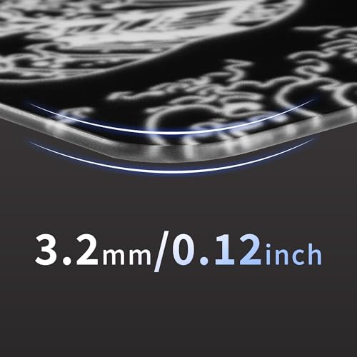 XVX Glass Gaming Mouse Pad, Black Kanagawa Hard Mousepads for Gaming,Professional Large Mouse Mat 16.2" x 12.2", Special Glass Surface with Improved Precision and Speed - color: Black(Kanagawa)