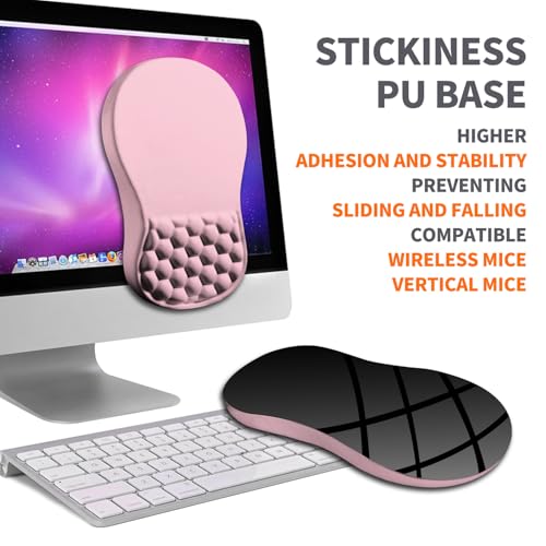 Ergonomic Joint Wrist Support Mouse Pad with Memory Foam Cushion Massage Bump, Carpal Tunnel Pain Relief Mousepad Slope Design for Wrist Rest, 11.8x7.9 in, Thistle - color: Thistle