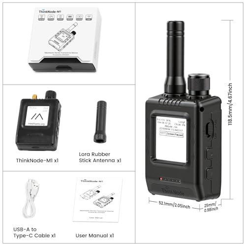 Meshtastic Device with GPS and nRF52840: ThinkNode M1 LoRa Meshtastic Transceiver with 1.54" EPD Screen and Protective Case, SX1262 Wireless Module, 1200mAh Rechargeable Battery (915MHz)