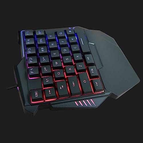 Vikye One Handed Gaming Keyboard, RGB Backlit 35 Keys Silent Keyboard Ergonomic Design USB Professional Gaming Keypad for PC