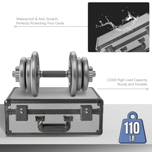 Graded Card Storage Box – Aluminum Alloy Trading Cards Storage Box with Combination Lock - Holds 140+ Graded Cards, Sports Card Case, Fits PSA, CSG, BGS (Carbon Fiber) - color: Carbon Fiber