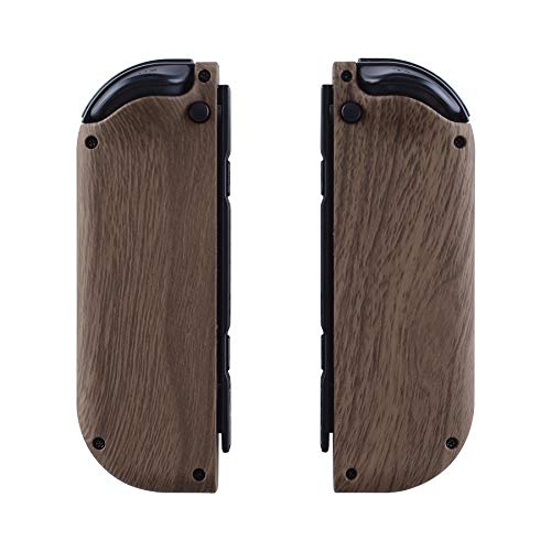 eXtremeRate DIY Replacement Shell Buttons for Nintendo Switch & Switch OLED, Wood Grain Soft Touch Custom Housing Case with Full Set Button for Joycon Handheld Controller - Console Shell NOT Included - color: Wood Grain