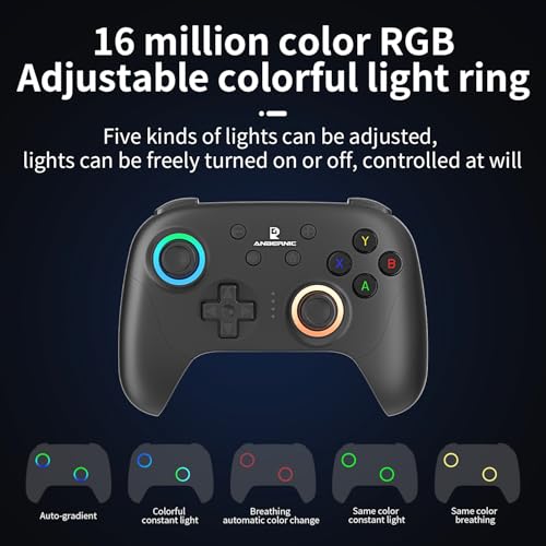 Doriteney RG P01 Wireless Gaming Controller Compatible with Switch Game Controllers RG P01 2.4G Controller Gamepad for Bluetooth/PC/Steam/iOS/Android/Switch Hall Effect RGB Lights
