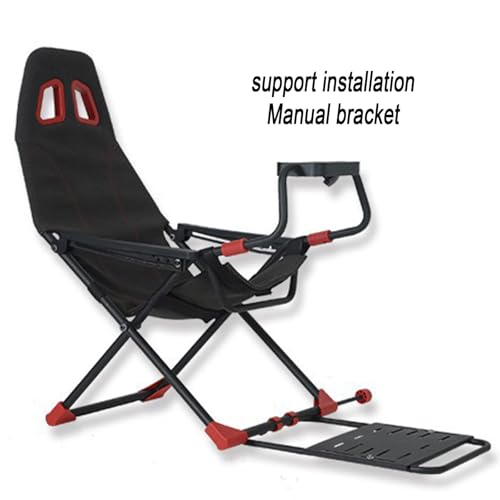 Foldable Racing Simulator Cockpit, Adjustable Wheel Stand & Ergonomic Seat, Space-Saving Steel Frame for PC and Console Gaming Immersive Setup Supports 90kg Users