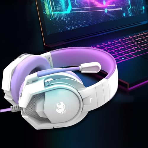 IMYB A88 Gaming Headset with Mic for Ps5, Pc, Xbox One Series X/s, Ps4, Switch, Stereo Wired Noise Cancelling Headphones with Microphone for Computer, Laptop, Mac, Nintendo, Games (Purple) - color: Purple
