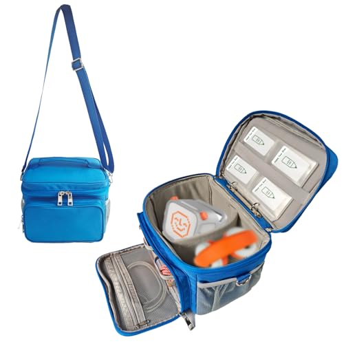 Travel Carrying Case Compatible with Yoto Player Bluetooth Speaker and Headphone Accessories, Card Holder Holds up to 80 Cards with Shoulder Strap, Bag Only (Blue) - color: Blue