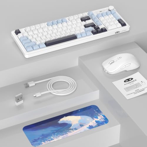 MageGee V990 Creamy Wireless Keyboard and Mouse Combo, 99 Keys RGB Backlit Rechargeable Quiet Gaming Keyboard, Adjustable Optical Mouse, with Number Pad, Keyboards Set for Desktop, Laptop, PC(Blue) - color: Blue