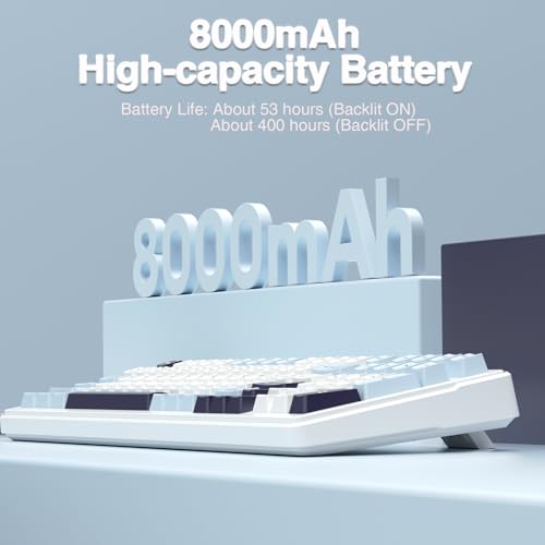 AULA F99 Wireless Mechanical Keyboard, Hot Swappable Custom Keyboard,Pre-lubed Linear Switches,Gasket Structure,RGB Backlit Gaming Keyboard (Blue&White) - color: Blue&White