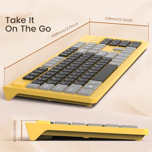 COLIKES Wired Keyboard, Ultra-Thin USB Wired Computer Keyboard, Low-Profile Keys, Spill-Resistant, Multimedia Keys, Compatible with Windows, Mac, Chrome, Linux, and Android-Yellow - color: Yellow