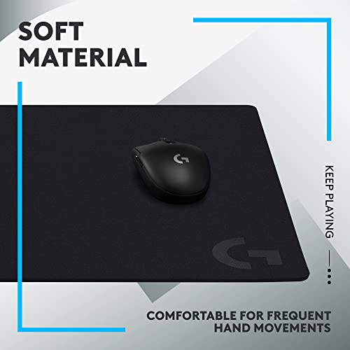 Logitech G640 Large Cloth Gaming Mouse Pad (600x460x3) - Black | Optimized for gaming sensors, moderate surface friction - size: L, style: Cloth
