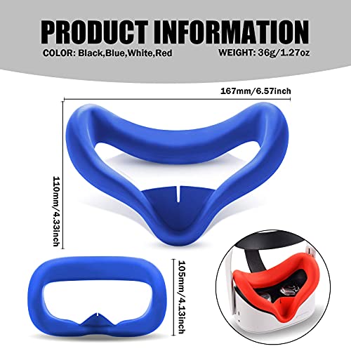 Compatible with Oculus Quest 2 Accessories, VR Silicone face Cover, VR Shell Cover,Compatible with Quest 2 Touch Controller Grip Cover,Protective Lens Cover,Disposable Eye Cover - color: Blue