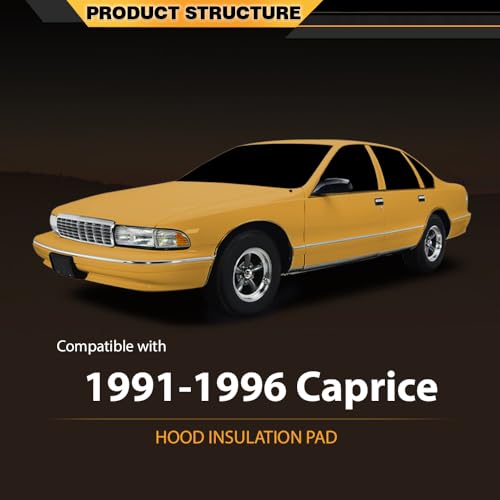 CNNELL Hood Insulation Pad w/ Clips Compatible with Chevy Caprice Impala 1991-1996 Black - style: 1991-1996 Chevy Caprice Impala