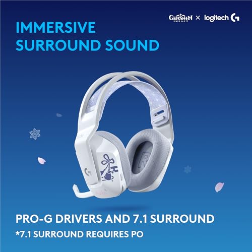 Logitech G733 Lightspeed RGB Wireless Gaming Headset | Lightspeed wireless, suspension headband, LIGHTSYNC RGB, Blue Voce mic tech, PRO-G audio drivers - color: Kamisato Ayaka Genshin Impact Edition