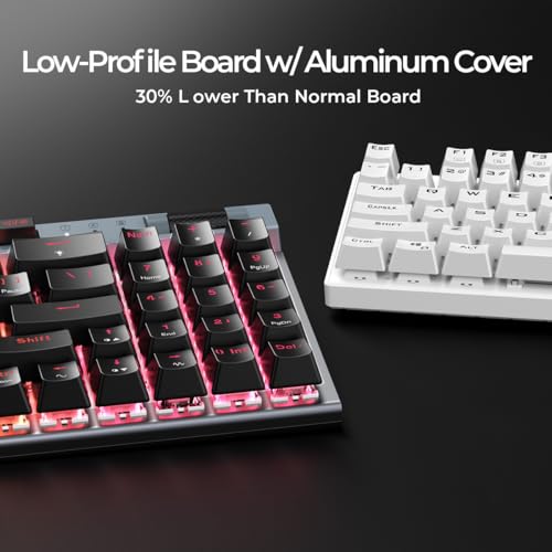 RGB Mechanical Gaming Keyboard, 78 Keys Hot-Swap Mechanical Keyboard With Magnetic Red Switches, Ergonomic Keyboard with Aluminum Cover/Media Keys/Software/Dual System Wired Keyboard for PC/Mac Gamer
