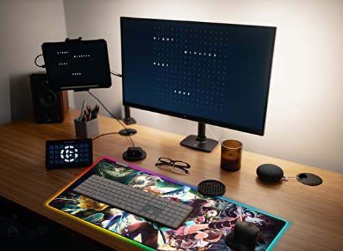RGB Mouse Pad for Demon - Anime Tanjirou Large Mouse Pad for Computer with LED Light Edges Non Slip Rubber Base | Compatible with Kimetsu No Yaiba 11.8 x 31.5in Long Mouse Mat
