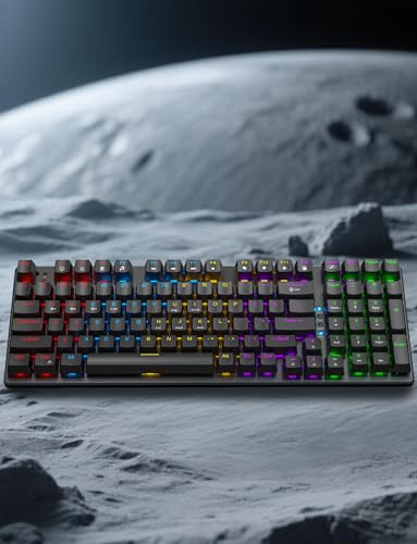Wireless Mechanical Keyboard and Mouse Combo, 98-Key Gaming Keyboard with RGB Backlit, Tri-Mode BT5.0/2.4G/USB-C, 4000mAh Battery, 3200 DPI Gaming Mouse with Mouse Pad for PC, Laptop, Tablet - color: Black