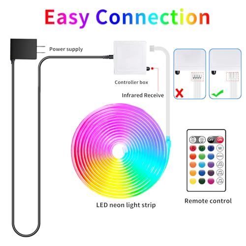 segrass 16.4ft RGB LED neon Rope Lights LED neon Strip Lights Waterproof Flexible Neon LED Strip Lights,Led Lights for Bedroom - size: 16.4FT