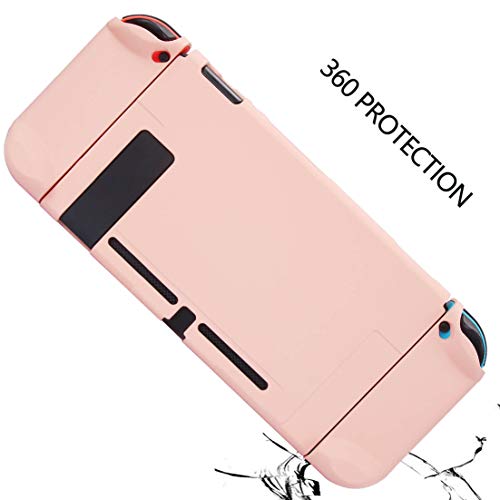 Dockable Case for Nintendo Switch - COMCOOL 3 in 1 Protective Cover Case for Nintendo Switch and Joy-Con Controller with Screen Protector and Thumb grips - Pink - color: Pink