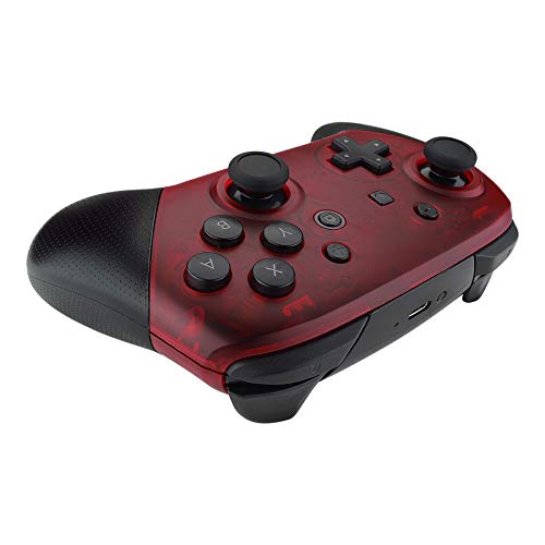 eXtremeRate Transparent Clear Red Faceplate and Backplate for Nintendo Switch Pro Controller, DIY Replacement Shell Housing Case for Nintendo Switch Pro - Controller NOT Included - color: Clear Red