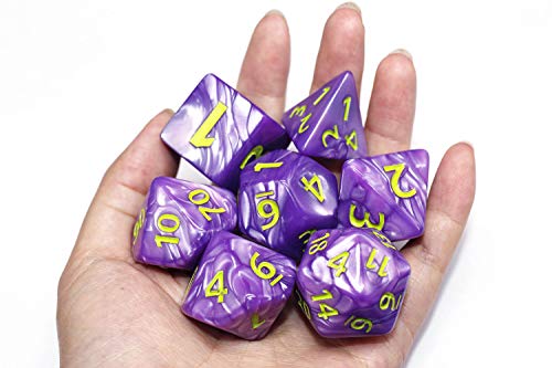 Dice- DND Polyhedral Dice Set 25mm Giant Dice for Dungeons and Dragons D&D Pathfinder RPG MTG Role Playing Dice with Dice Bag (Purple)