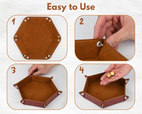 Dice Holder Leather DND Dice Case Foldable Dice Tray Dungeons and Dragons Storage Tray for Tabletop Game