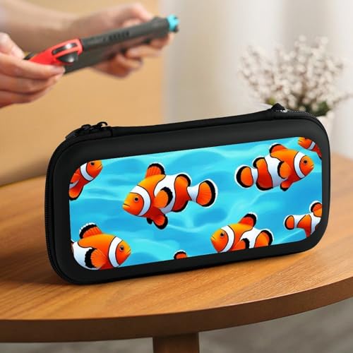 Travel Protective Pouch Compatible with Switch, Portable Carrying Case with 15 Game Cartridges, Blue Sea Clownfish Hard Shell Storage Bag - color: Color(82)