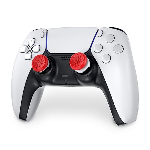 KontrolFreek FPS Freek Inferno for PlayStation 4 (PS4) and PlayStation 5 (PS5) Controller | Performance Thumbsticks | 1 High-Rise, 1 Mid-Rise | Red/White - style: PS5