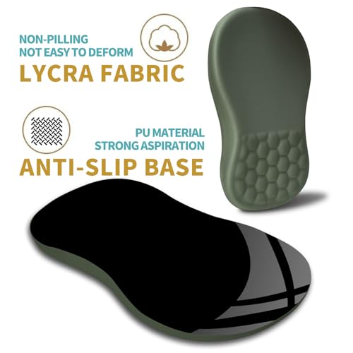 Hokafenle Ergonomic Mouse Pad Wrist Support with Massage Design, Wrist Rest Pain Relief Mousepad with Memory Foam&Non-Slip PU Base, Mouse Pads for Wireless Mouse & Desk (12x8 inch,Olive Green) - color: HK021-Olive Green