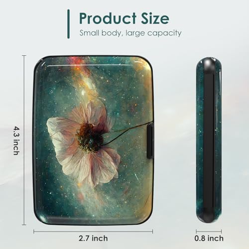 Mini Credit Card Holder, RFID Blocking Aluminum Hard Case, Small Metal Wallet for Business Travel, Starry Sky Flower - color: Starry Sky Flower