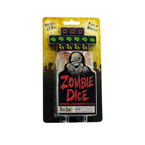 Steve Jackson Games Zombie Dice | Fast Press-Your-Luck Dice Roller with Brains and Shotguns, Quick Zombie Apocalypse Fun for 2+ Players, Ages 10+