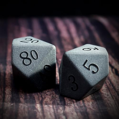Haxtec Obsidian Stone Dice Set Black Raised Number Natural Gemstone Dice Compatible with Dungeons and Dragons Role Playing Games DND Gift - color: Black Gold