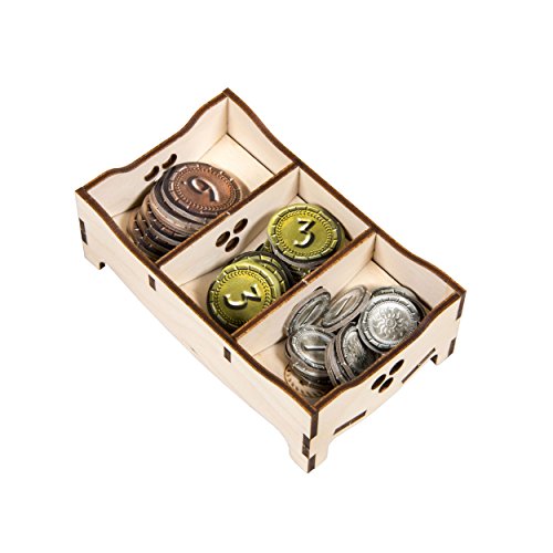 The Broken Token Game Organizer - 7 Wonder Duel Compatible Dueling Gods Box, Wooden Storage Box for Tabletop Games