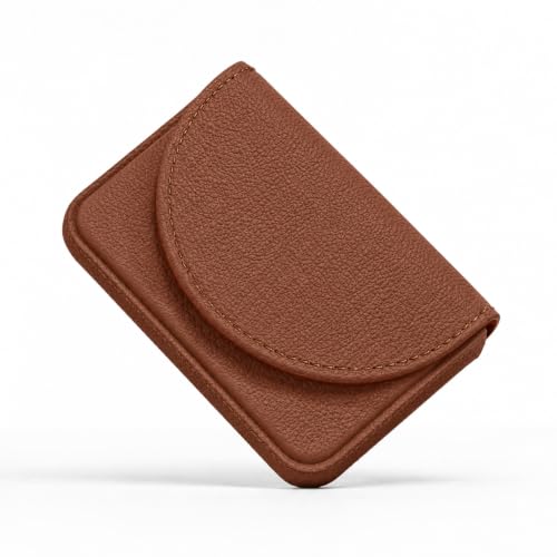 Business Card Holder,PU Leather Business Card Case Wallet Brown2 | Pocket Travel Name Card Case for Men and Women Gift,Portable Magnetic Business Card Carrier for Purse - color: Brown2